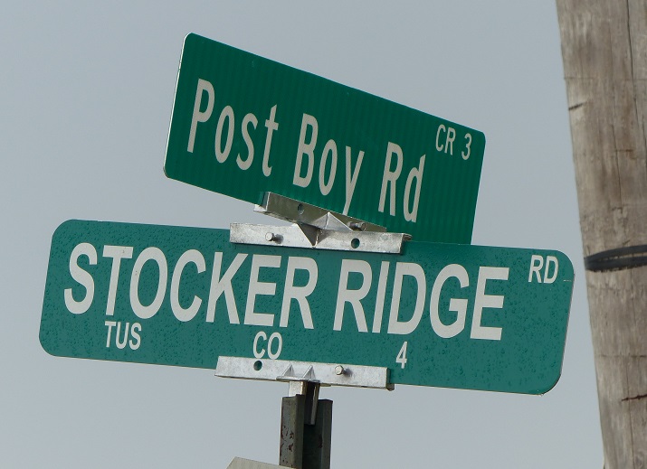 Road sign for Stocker Ridge